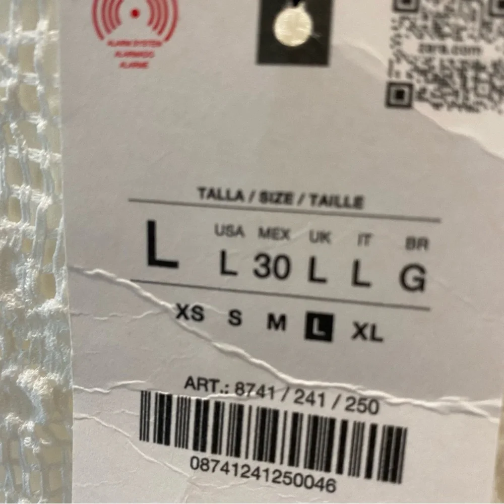 Zara NWT white crochet lace midi dress V neck long sleeve lined size Large - Picture 10 of 13